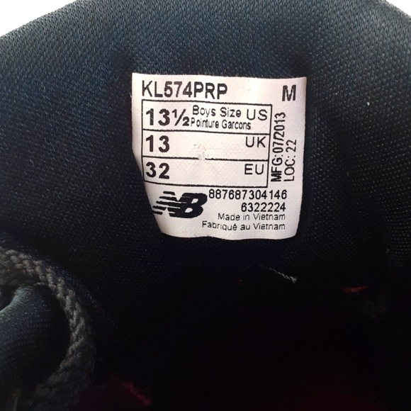 New Balance 574 | Kids 13.5 | Burgundy Black White - Picture 7 of 7